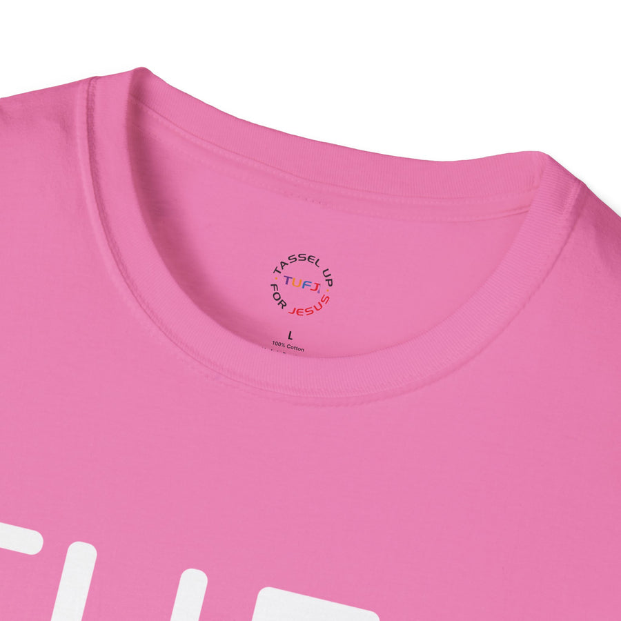 TUFJ White Print Drip Unisex Softstyle T-Shirt