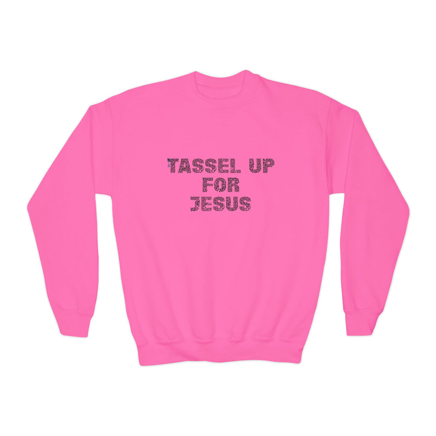 Tassel Up For Jesus Repeat Youth Crewneck Sweatshirt