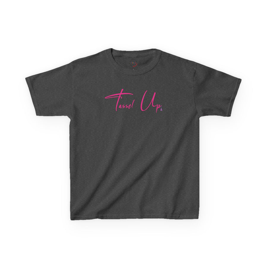 Tassel Up Pink Cursive Kids Heavy Cotton™ Tee