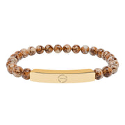 Tassel Up For Jesus Logo Natural Stone Stretch Bar Bracelet