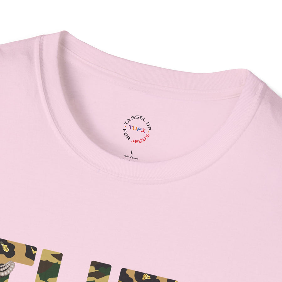 TUFJ Camo Leopard And Pearls Unisex Softstyle T-Shirt