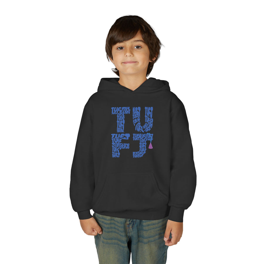 TUFJ Repeat Blue Letters Youth Heavy Blend Hoodie