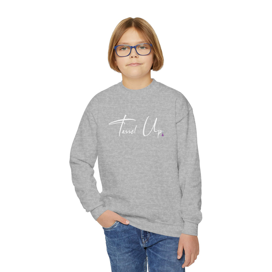 Tassel Up Cursive Youth Crewneck Sweatshirt