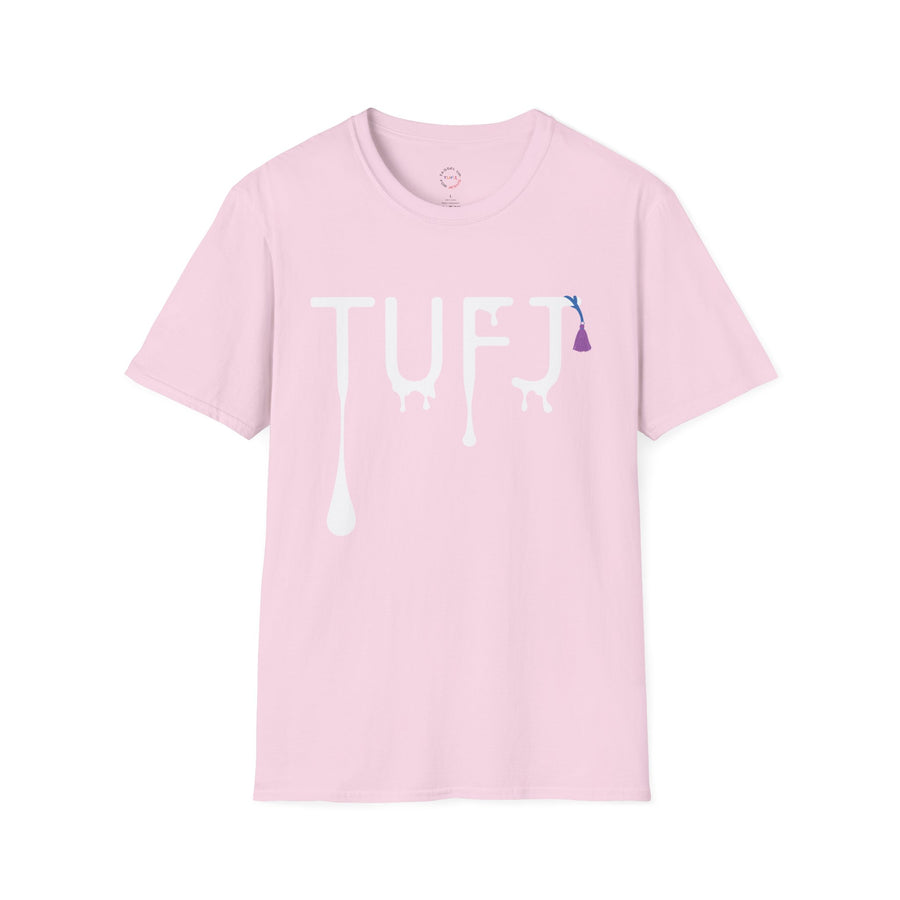 TUFJ White Print Drip Unisex Softstyle T-Shirt