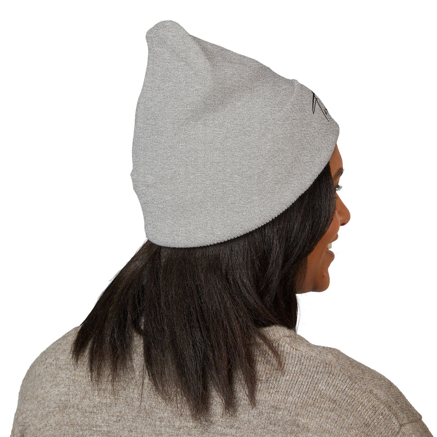 Tassel Up Cursive Cuffed Beanie