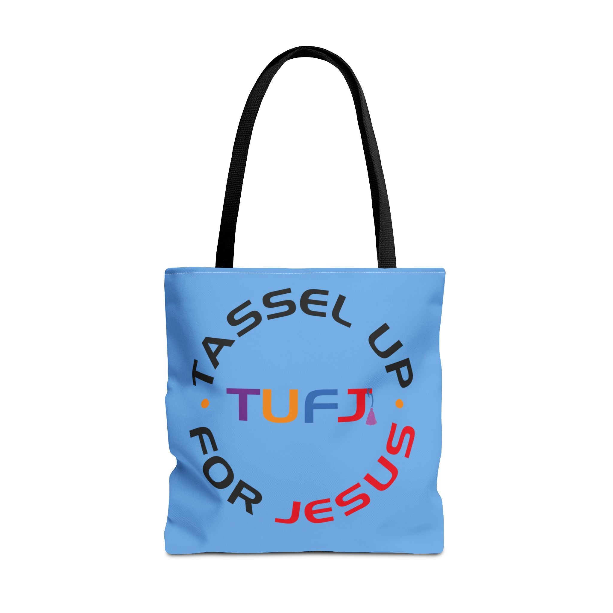 Light Blue Tassel Up For Jesus Logo Tote Bag