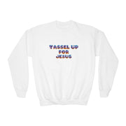 Tassel Up For Jesus Camo Youth Crewneck Sweatshirt