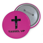 Pink Tassel Cross Pin Buttons