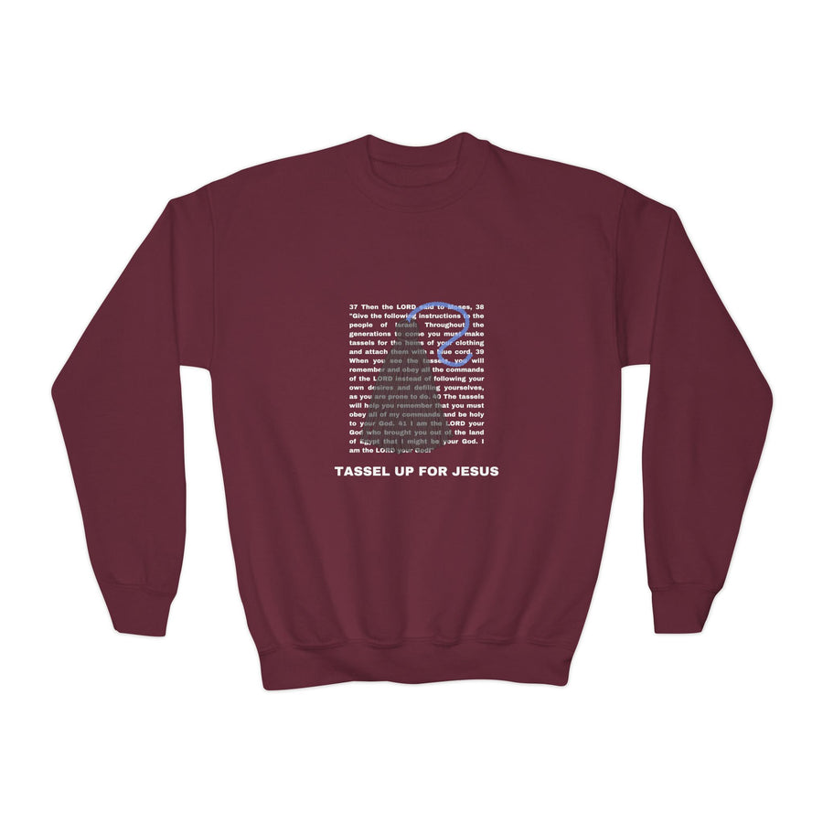 Numbers 15 : 37 - 41 Bible Verse Youth Crewneck Sweatshirt