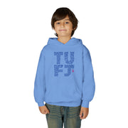 TUFJ Repeat Blue Letters Youth Heavy Blend Hoodie