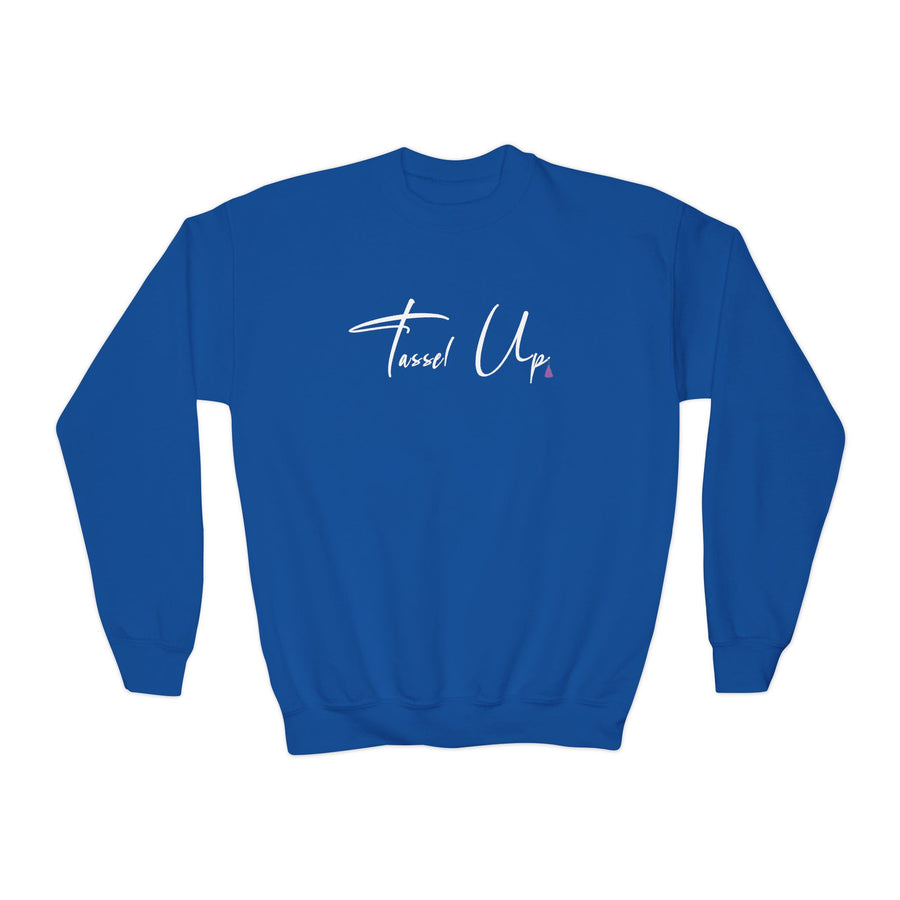 Tassel Up Cursive Youth Crewneck Sweatshirt