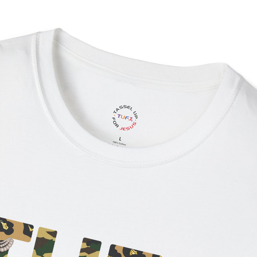 TUFJ Camo Leopard And Pearls Unisex Softstyle T-Shirt