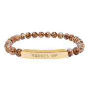 Tassel Up Repeat Natural Stone Stretch Bar Bracelet