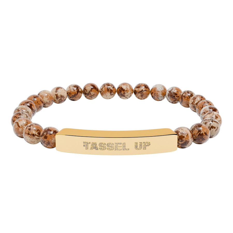 Tassel Up Repeat Natural Stone Stretch Bar Bracelet