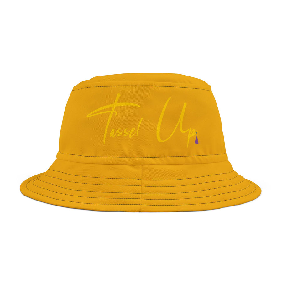 Tassel Up Cursive Yellow Bucket Hat