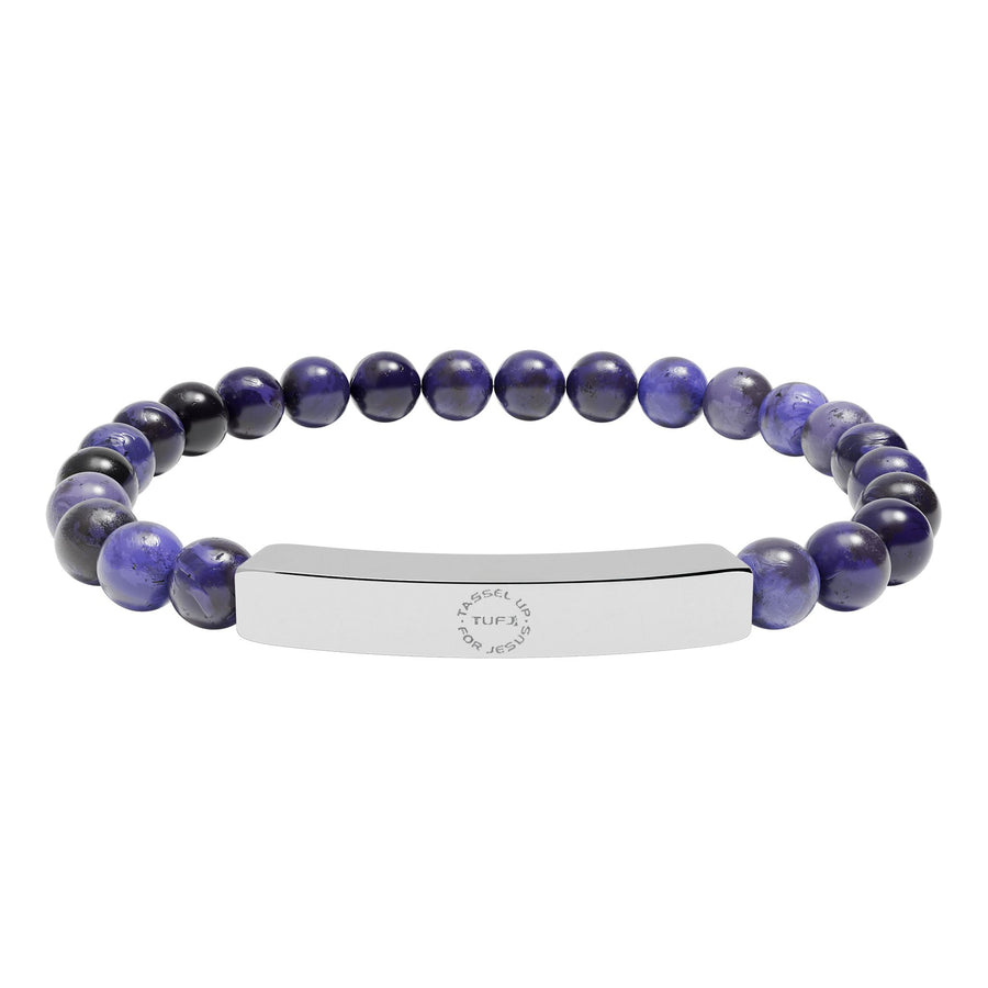 Tassel Up For Jesus Logo Natural Stone Stretch Bar Bracelet