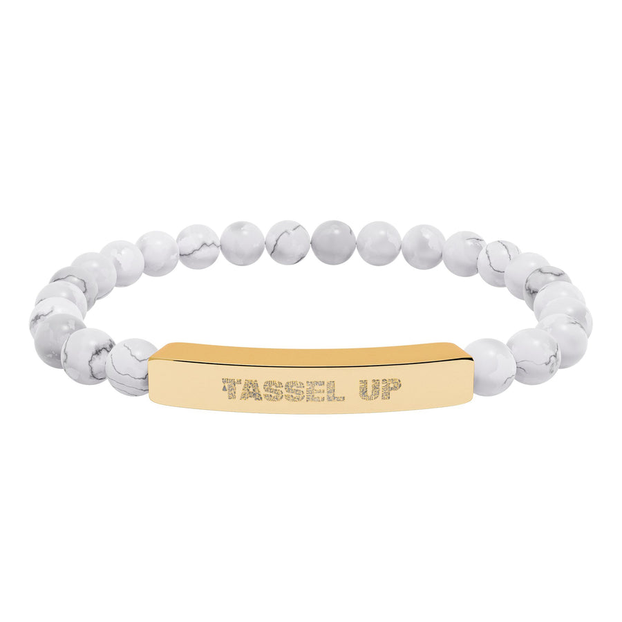 Tassel Up Repeat Natural Stone Stretch Bar Bracelet