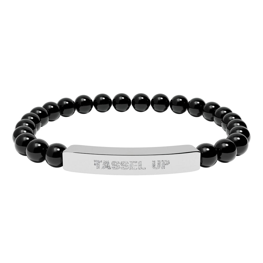 Tassel Up Repeat Natural Stone Stretch Bar Bracelet