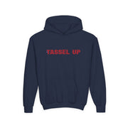 Tassel Up Repeat Red Letters Youth Heavy Blend Hoodie