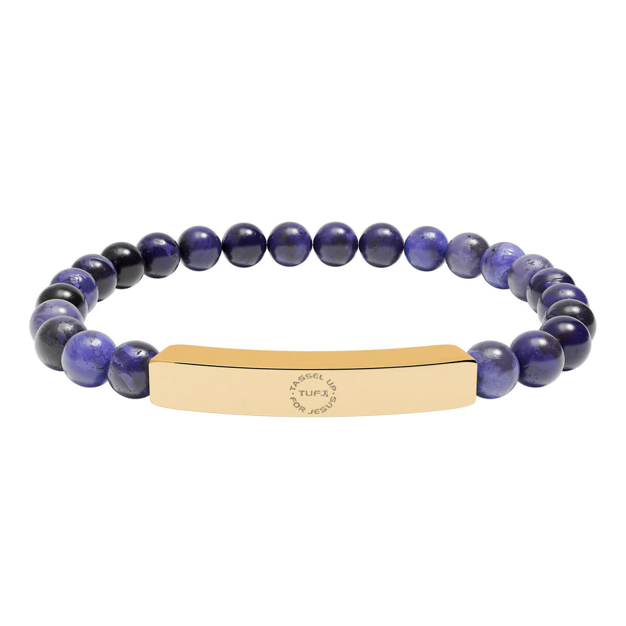 Tassel Up For Jesus Logo Natural Stone Stretch Bar Bracelet