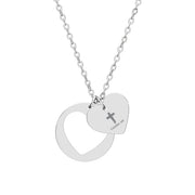 Tassel Cross Heart Cutout Necklace