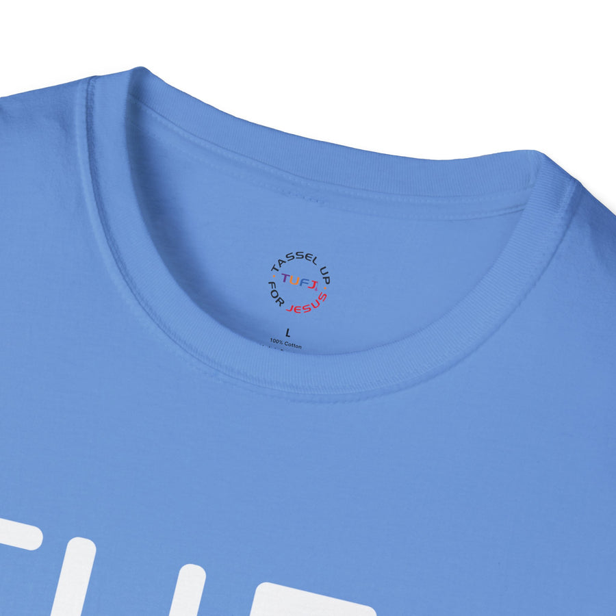 TUFJ White Print Drip Unisex Softstyle T-Shirt