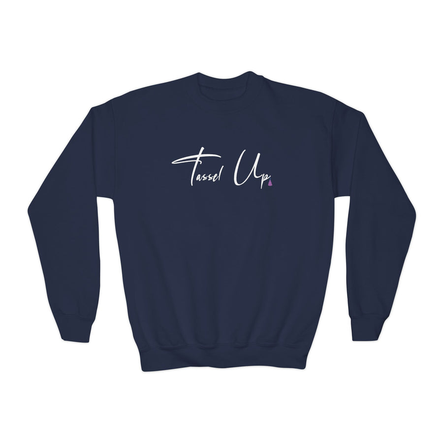 Tassel Up Cursive Youth Crewneck Sweatshirt
