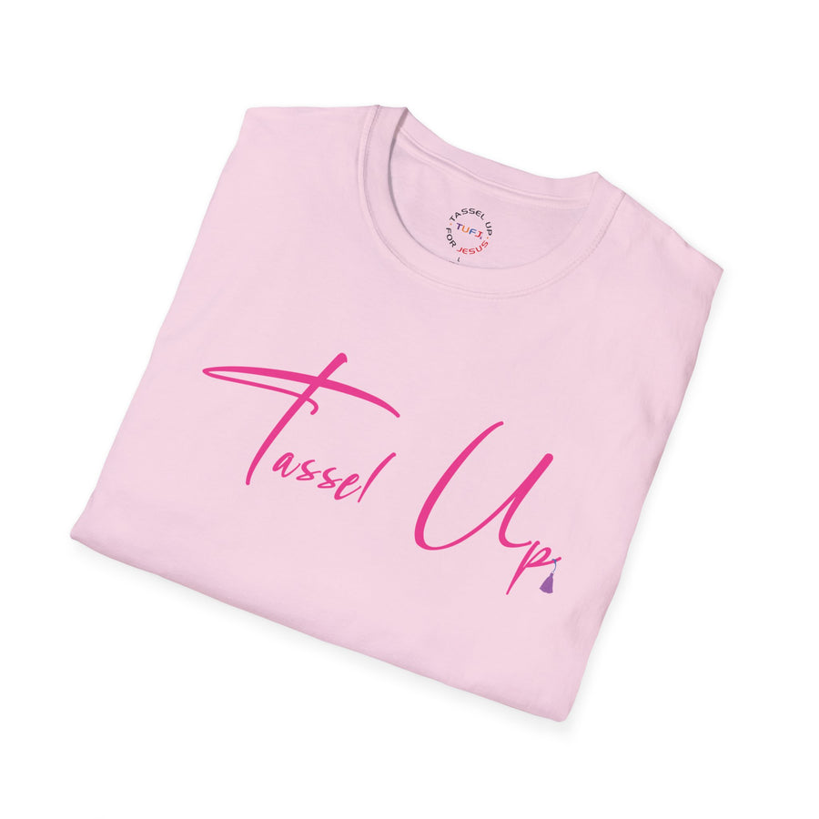 Tassel Up Pink Cursive Softstyle Unisex T-Shirt