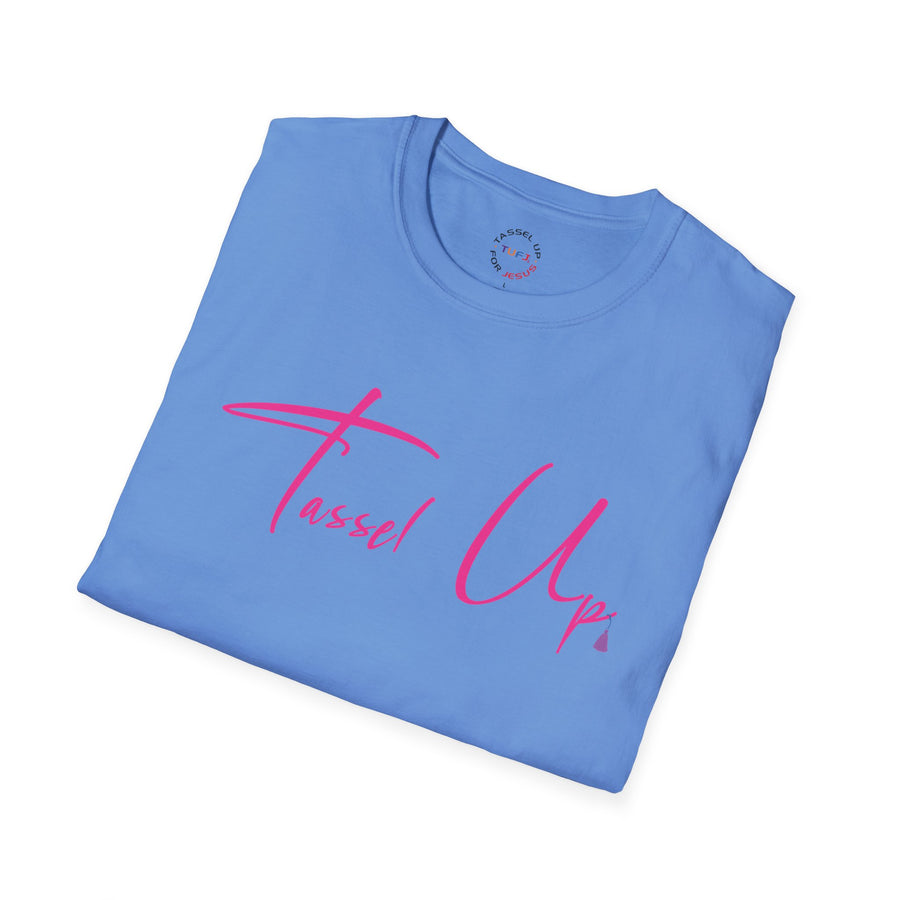 Tassel Up Pink Cursive Softstyle Unisex T-Shirt