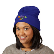 Tassel Up Graffiti Cuffed Beanie
