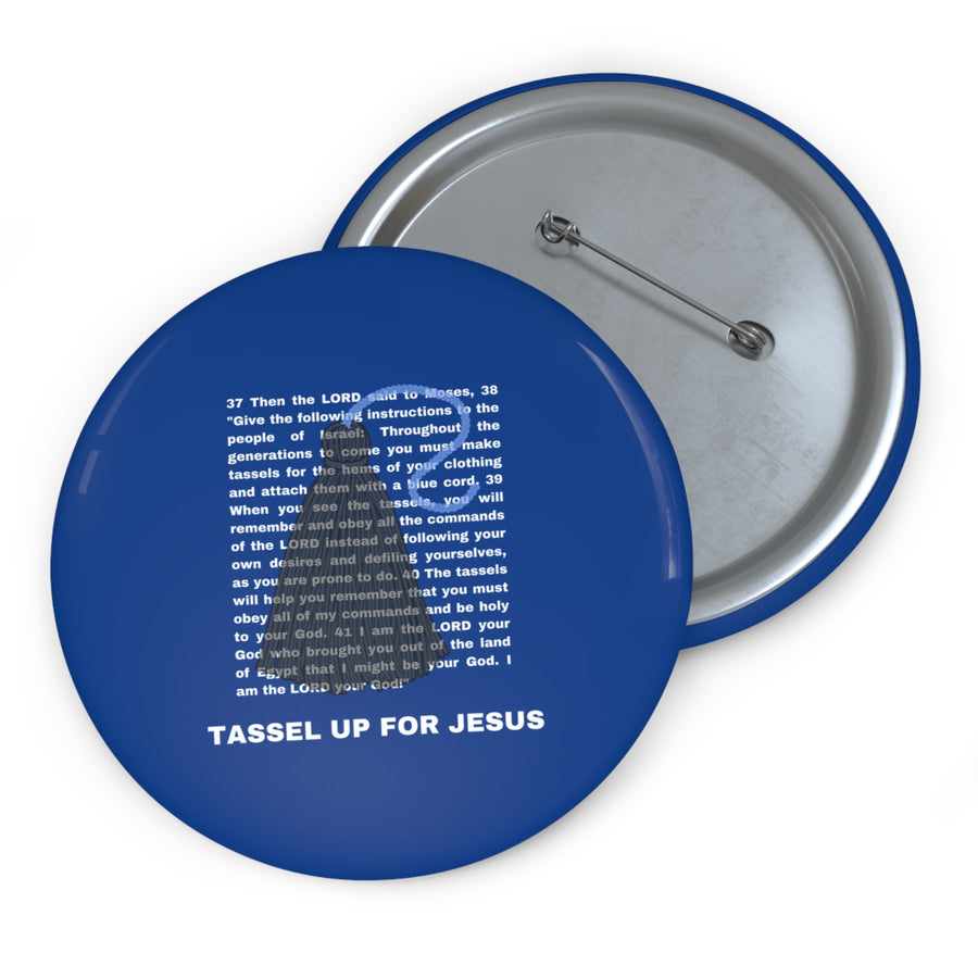 Blue Numbers 15 : 37 - 41 Bible Verse Pin Buttons