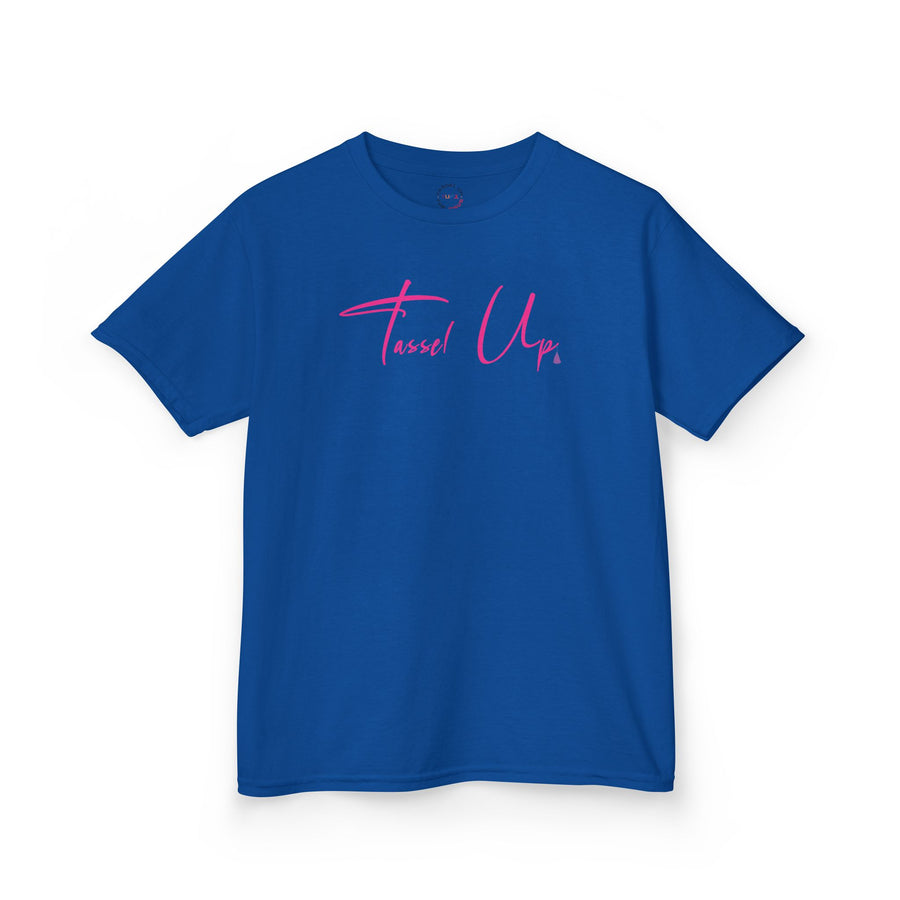 Tassel Up Pink Cursive Kids Heavy Cotton™ Tee