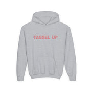 Tassel Up Repeat Red Letters Youth Heavy Blend Hoodie
