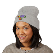 Tassel Up Graffiti Cuffed Beanie