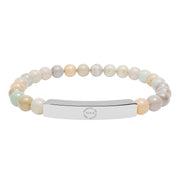 Tassel Up For Jesus Logo Natural Stone Stretch Bar Bracelet