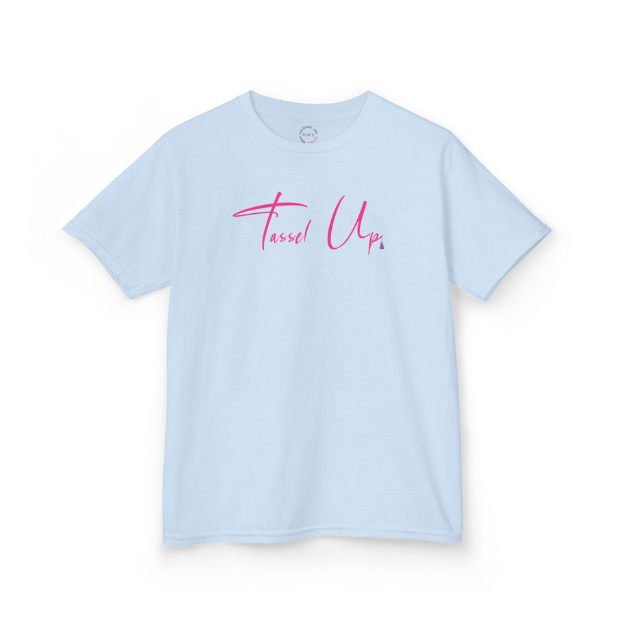 Tassel Up Pink Cursive Kids Heavy Cotton™ Tee