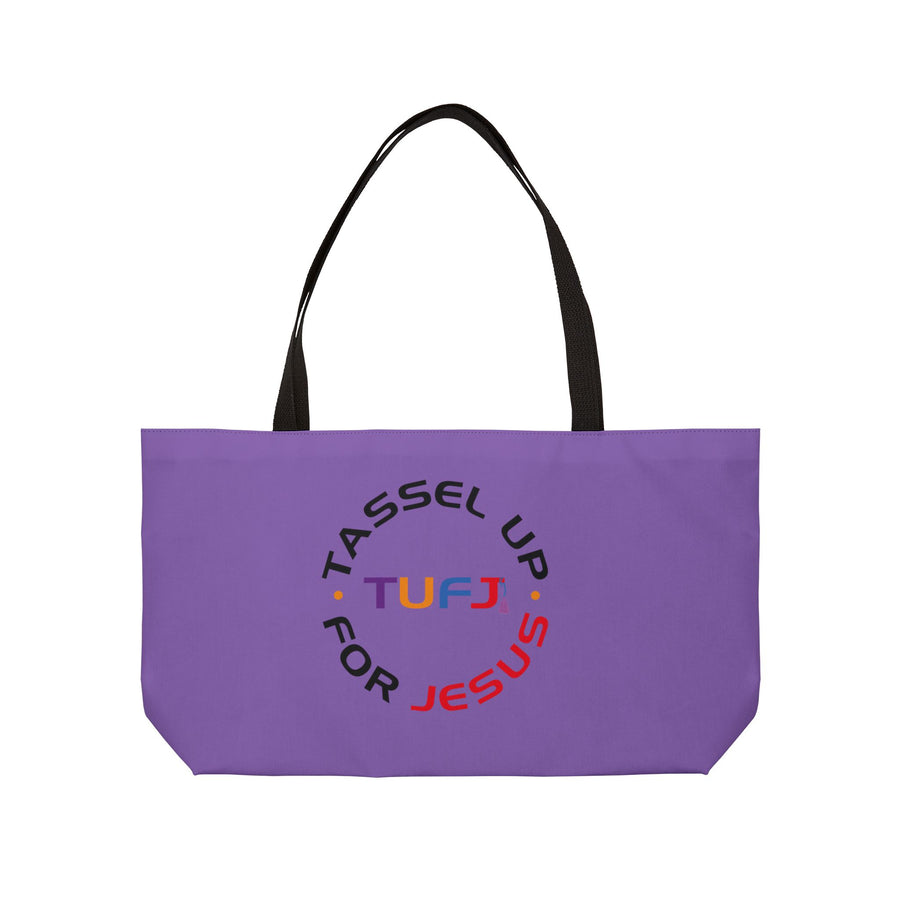 Light Purple Tassel up For Jesus Logo Weekender Tote Bag