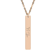 Tassel Up Cursive Vertical Bar Necklace