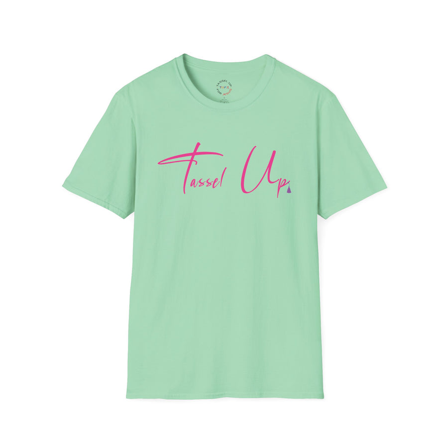 Tassel Up Pink Cursive Softstyle Unisex T-Shirt