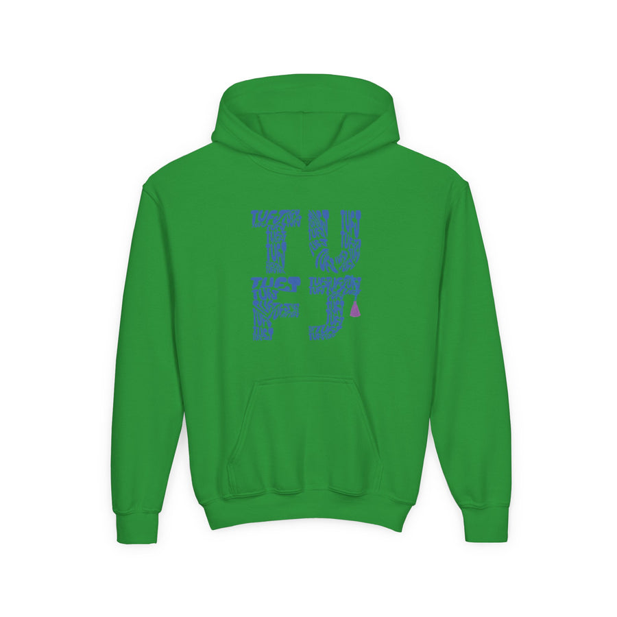 TUFJ Repeat Blue Letters Youth Heavy Blend Hoodie