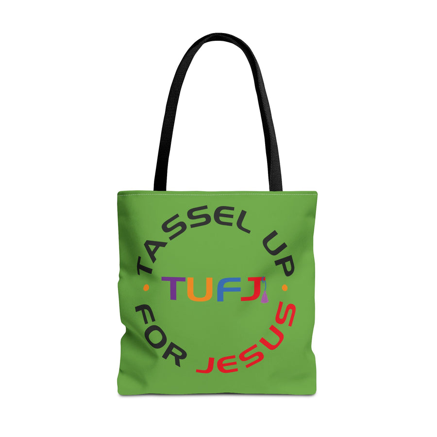 Green Tassel Up For Jesus Logo Tote Bag