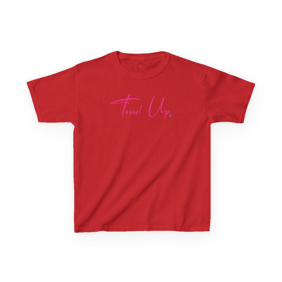 Tassel Up Pink Cursive Kids Heavy Cotton™ Tee