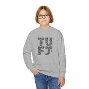 TUFJ Repeat Black Letters Youth Crewneck Sweatshirt