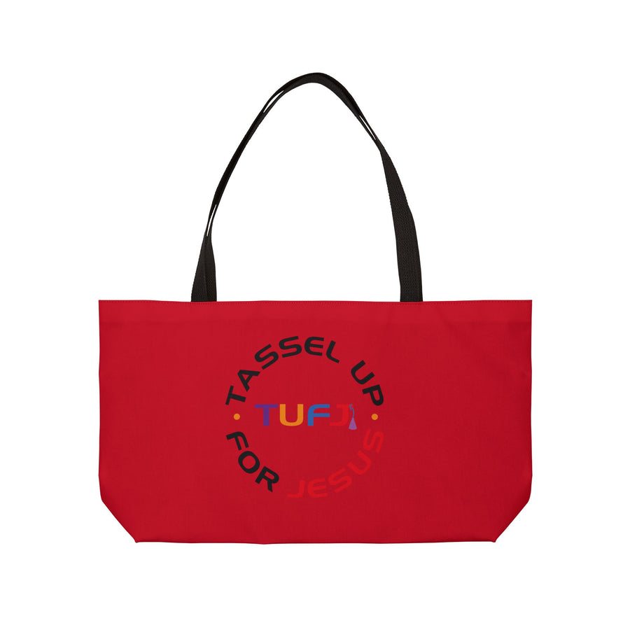 Red Tassel Up For Jesus Logo Weekender Tote Bag