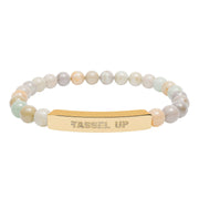 Tassel Up Repeat Natural Stone Stretch Bar Bracelet