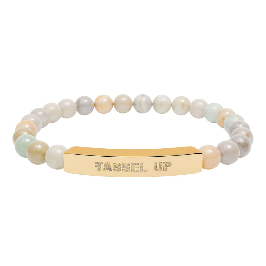 Tassel Up Repeat Natural Stone Stretch Bar Bracelet