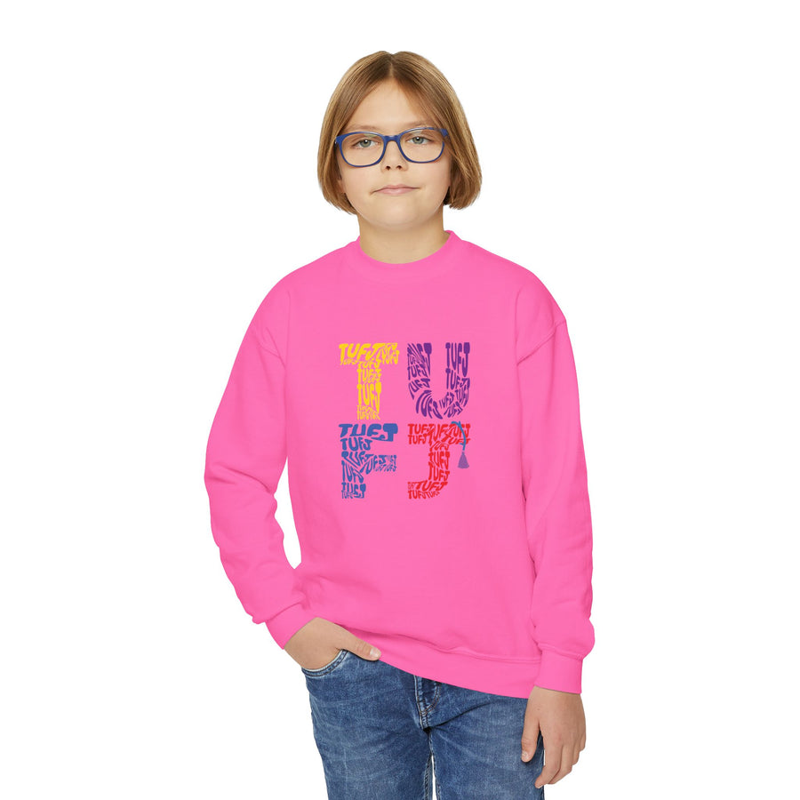 TUFJ Multicolor Repeat Youth Crewneck Sweatshirt