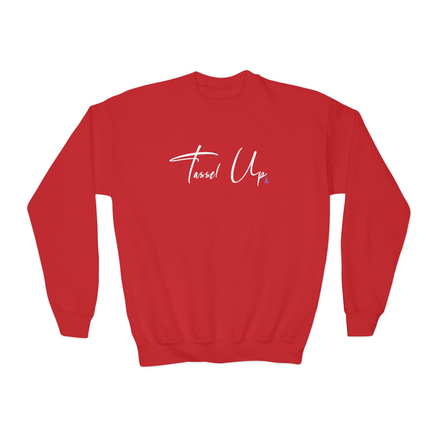 Tassel Up Cursive Youth Crewneck Sweatshirt