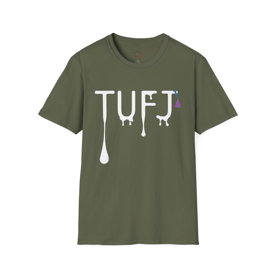 TUFJ White Print Drip Unisex Softstyle T-Shirt