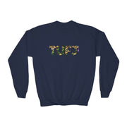 TUFJ Camo Leopard And Pearls Youth Crewneck Sweatshirt